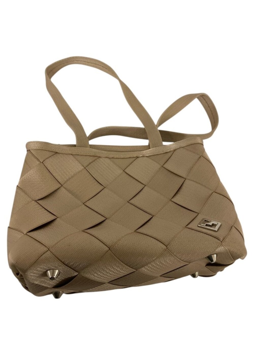 Maggie Bags Seatbelt Tote Bag Large Purse Tan Carry all Heavy Duty Footed NWOT